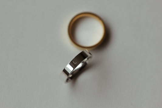 Gold and silver personalised initial rings
