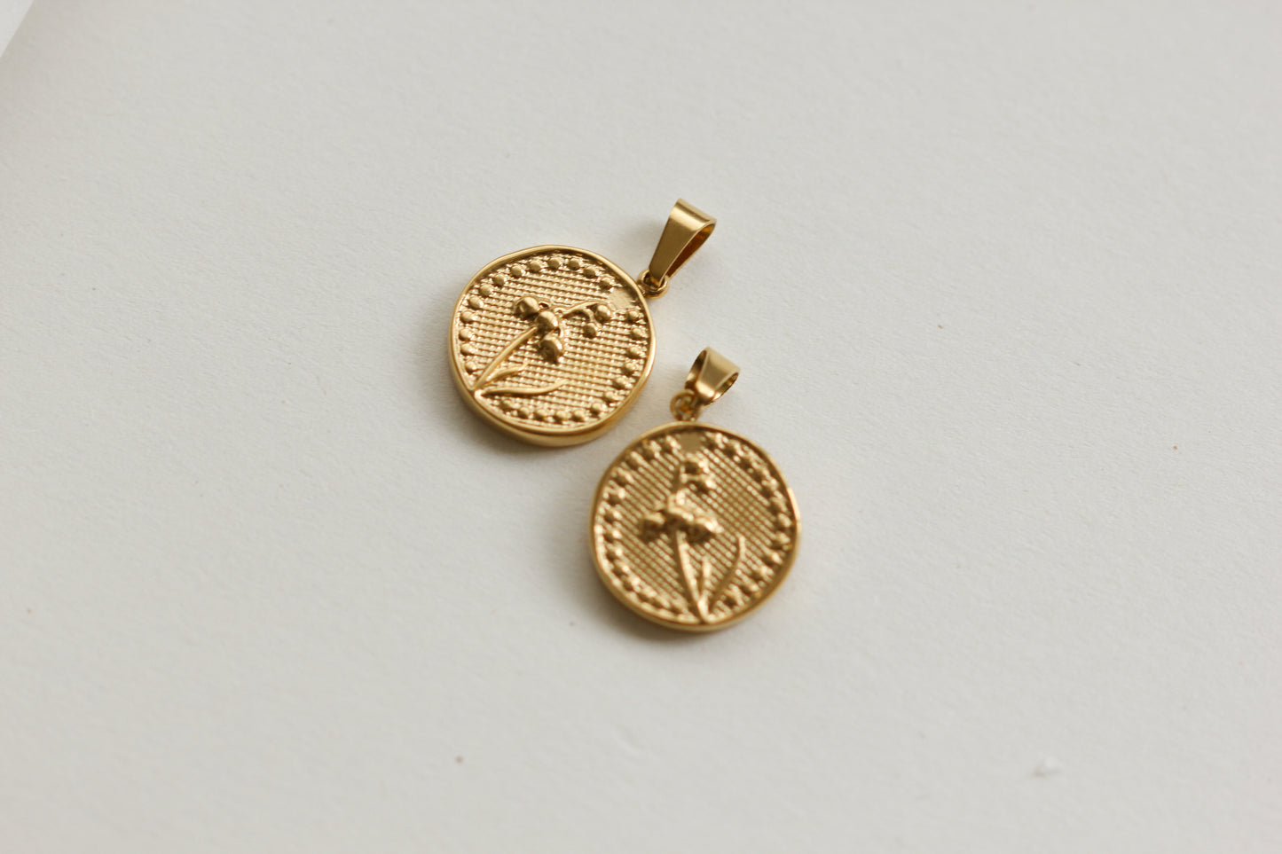 Birth flower pendant initial necklace