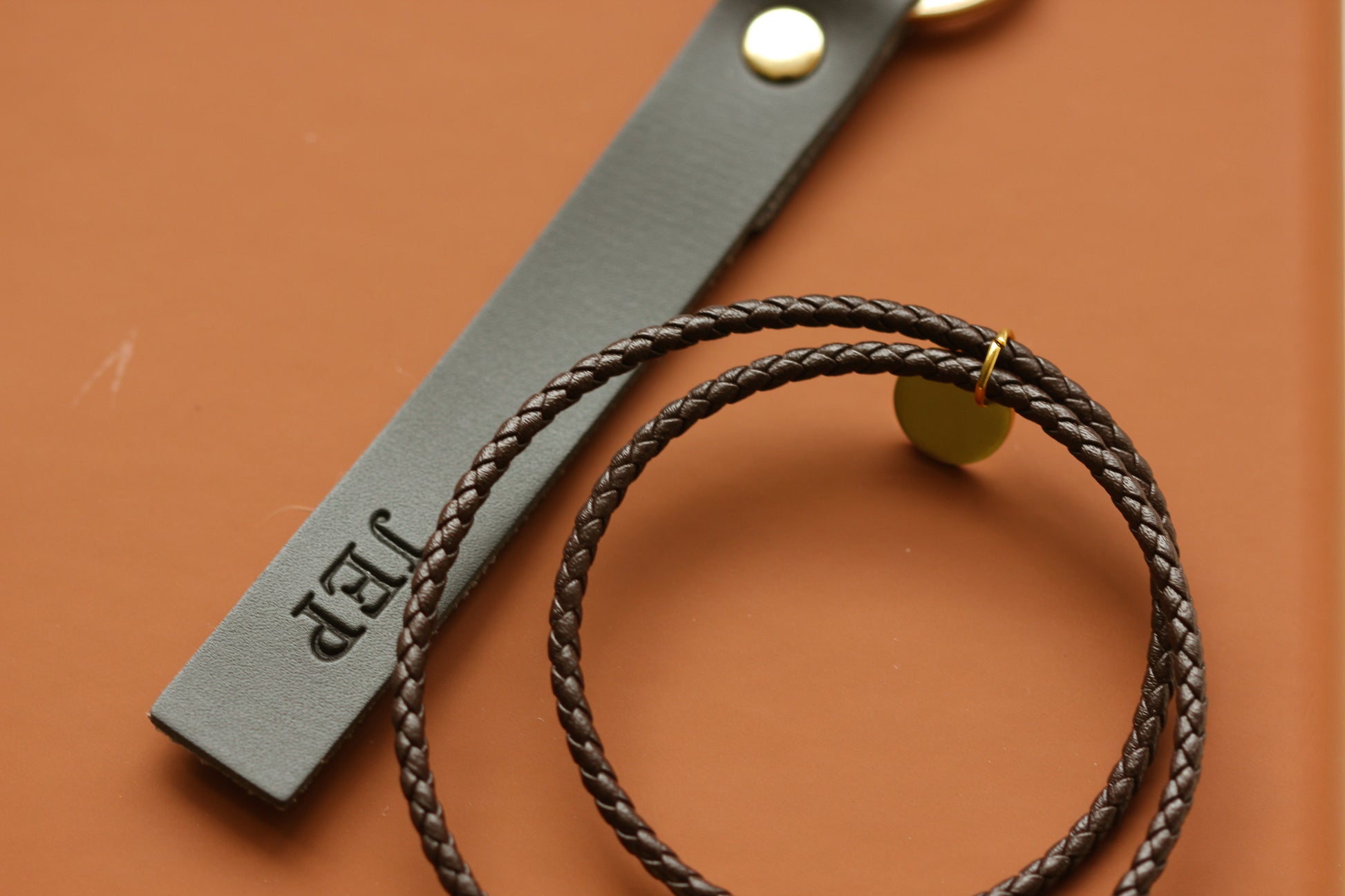 Men’s leather rope initial bracelet