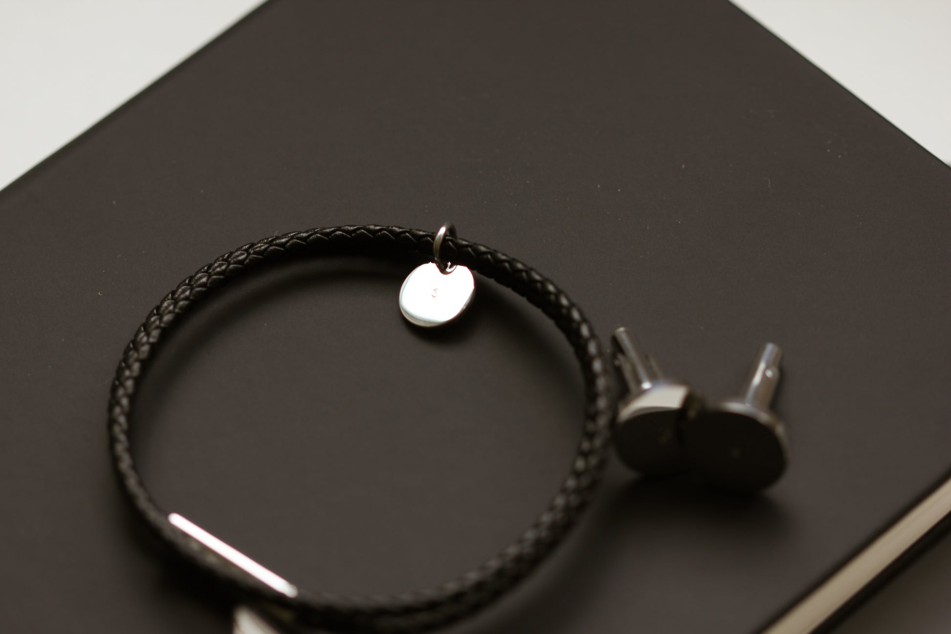Men’s leather rope initial bracelet