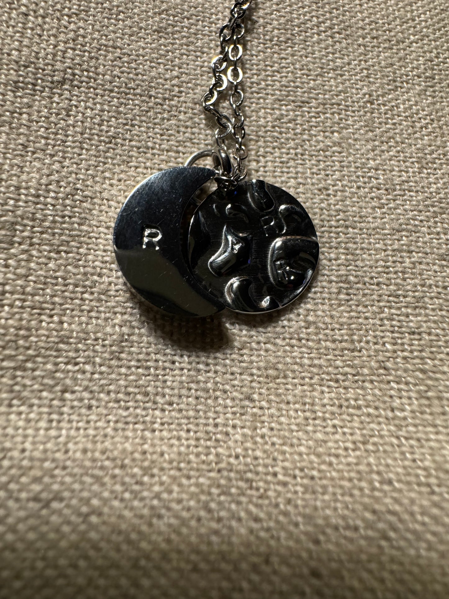 Mini hidden initial waterproof necklace And moon