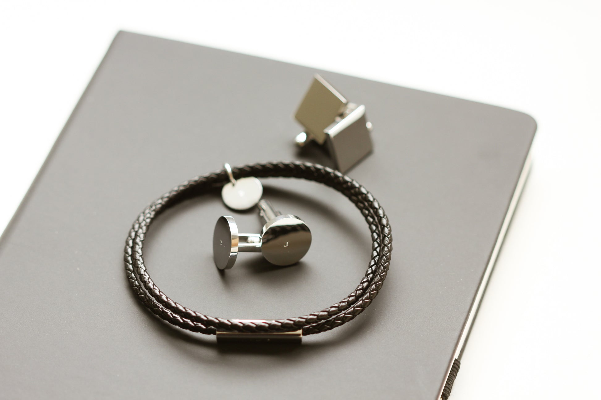 Men’s leather rope initial bracelet