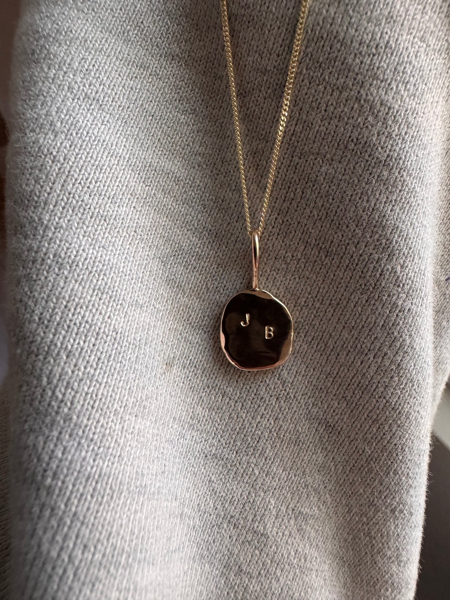 Hammered ATHENA Solid 9ct Yellow Gold Pendant