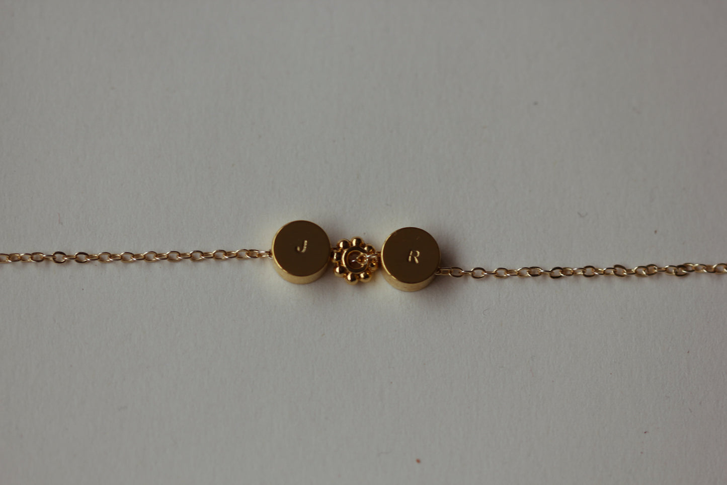 Round pendant initial necklace. Sterling silver and gold vermeil