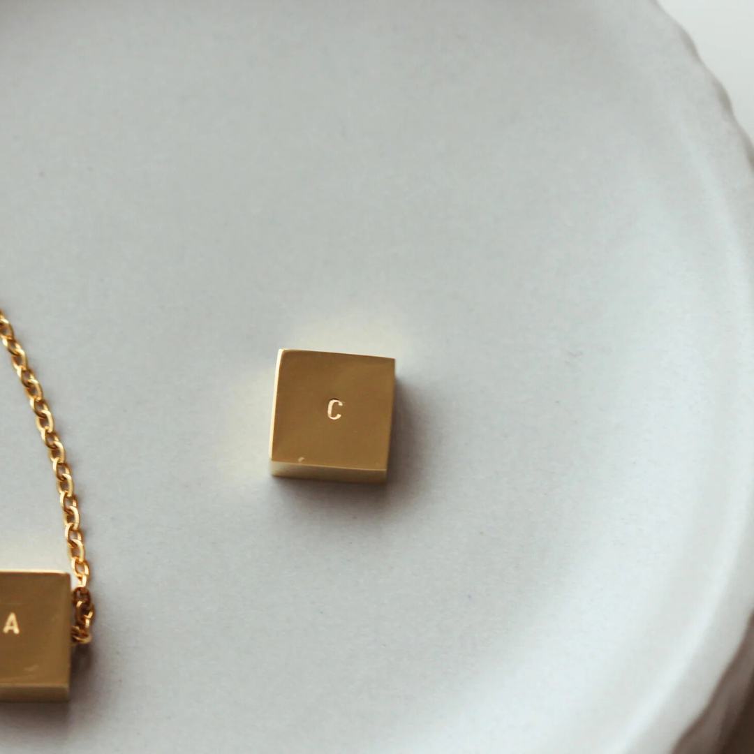 NAVY Square Initial Bracelet (Gold Vermeil / Sterling Silver)