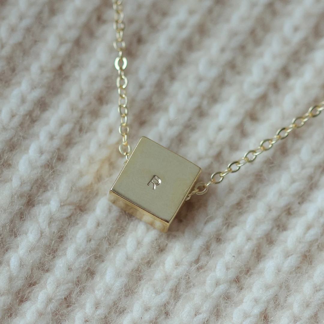 NAVY Square Initial Bracelet (Gold Vermeil / Sterling Silver)