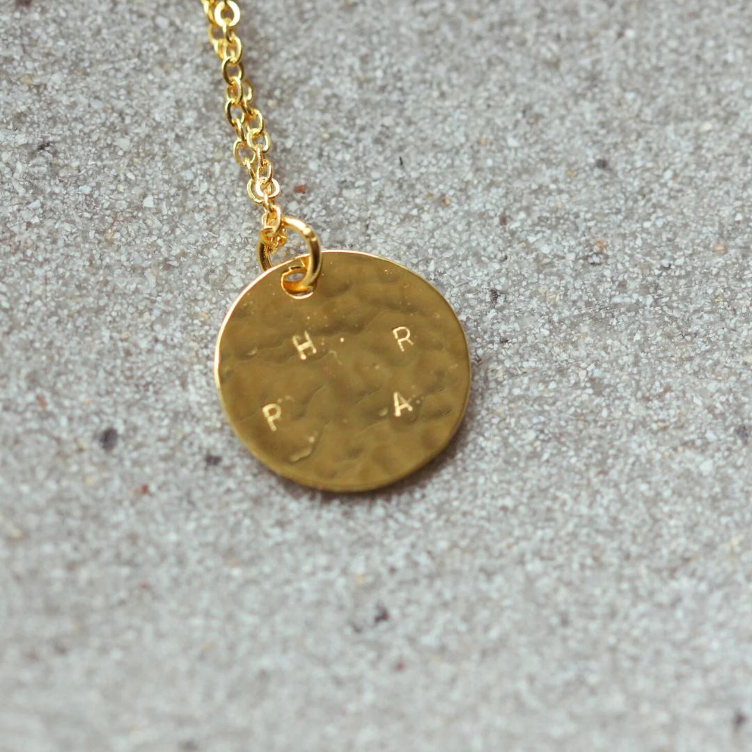 OLIVE Hidden Initial Hammered Disc Necklace (Gold Vermeil / Sterling Silver)