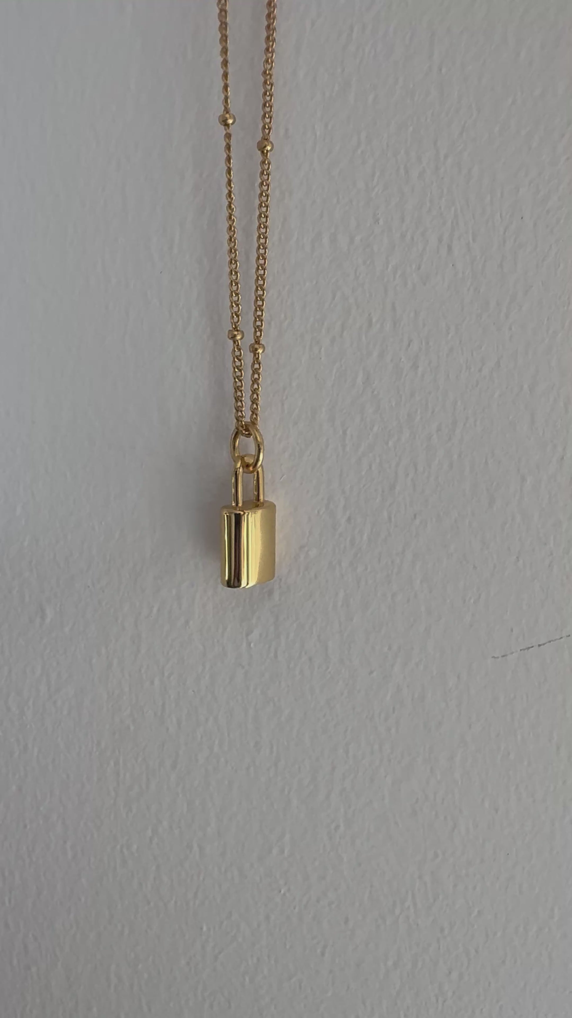Gold vermeil initial lock necklace