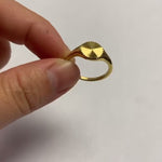 Sunburst initial signet ring gold