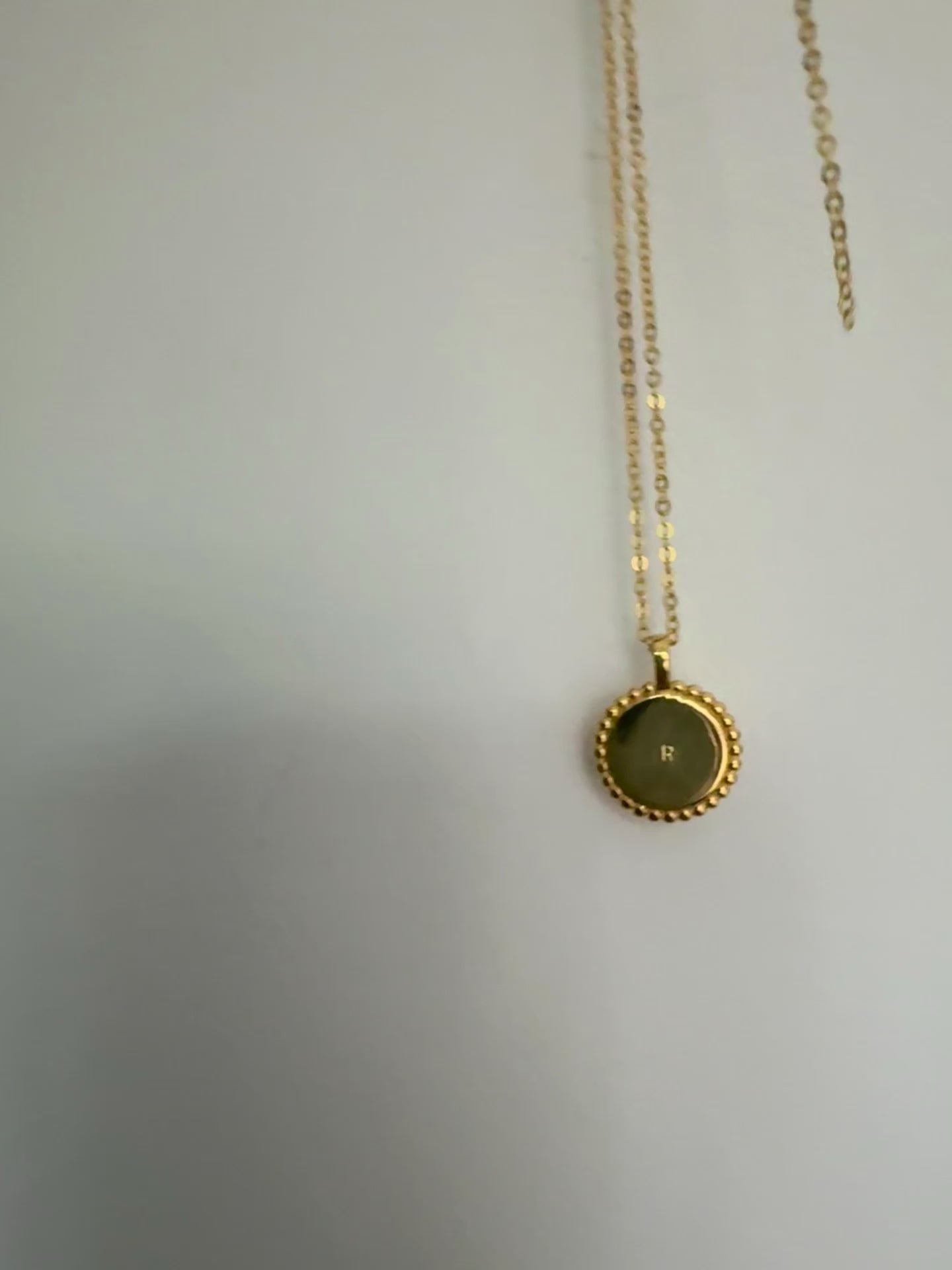 Beaded initial necklace, gold vermeil