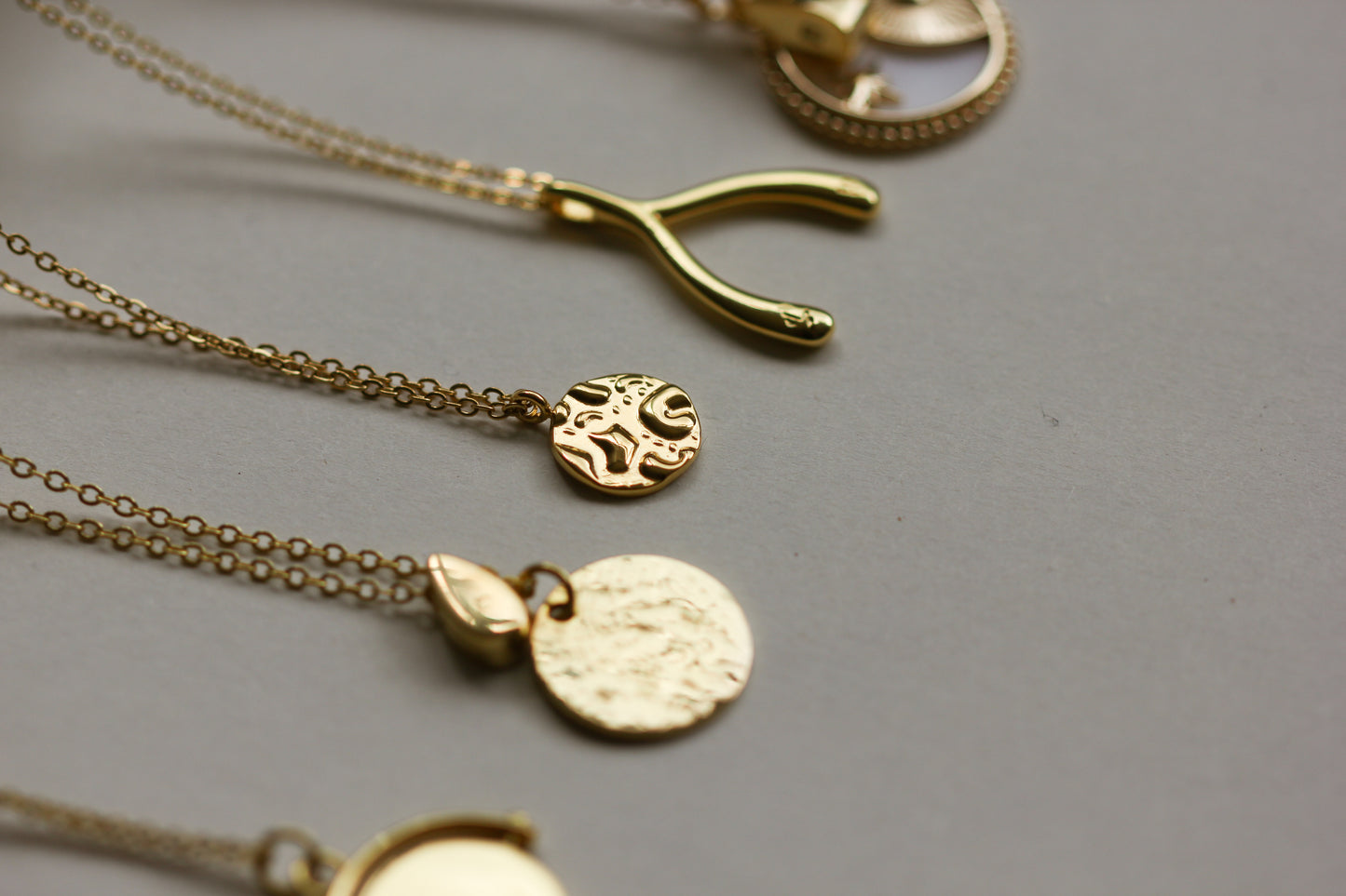 OLIVE Hidden Initial Hammered Disc Necklace (Gold Vermeil / Sterling Silver)