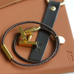 Men’s  leather rope initial bracelet 