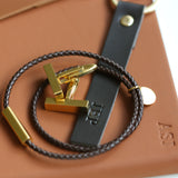 Men’s  leather rope initial bracelet 