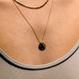 OLIVE Hidden Initial Hammered Disc Necklace (Solid 9ct Gold)