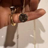 OLIVE Hidden Initial Hammered Disc Necklace (Solid 9ct Gold)