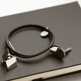 Men’s  leather rope initial bracelet 