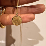 OLIVE Hidden Initial Hammered Disc Necklace (Solid 9ct Gold)