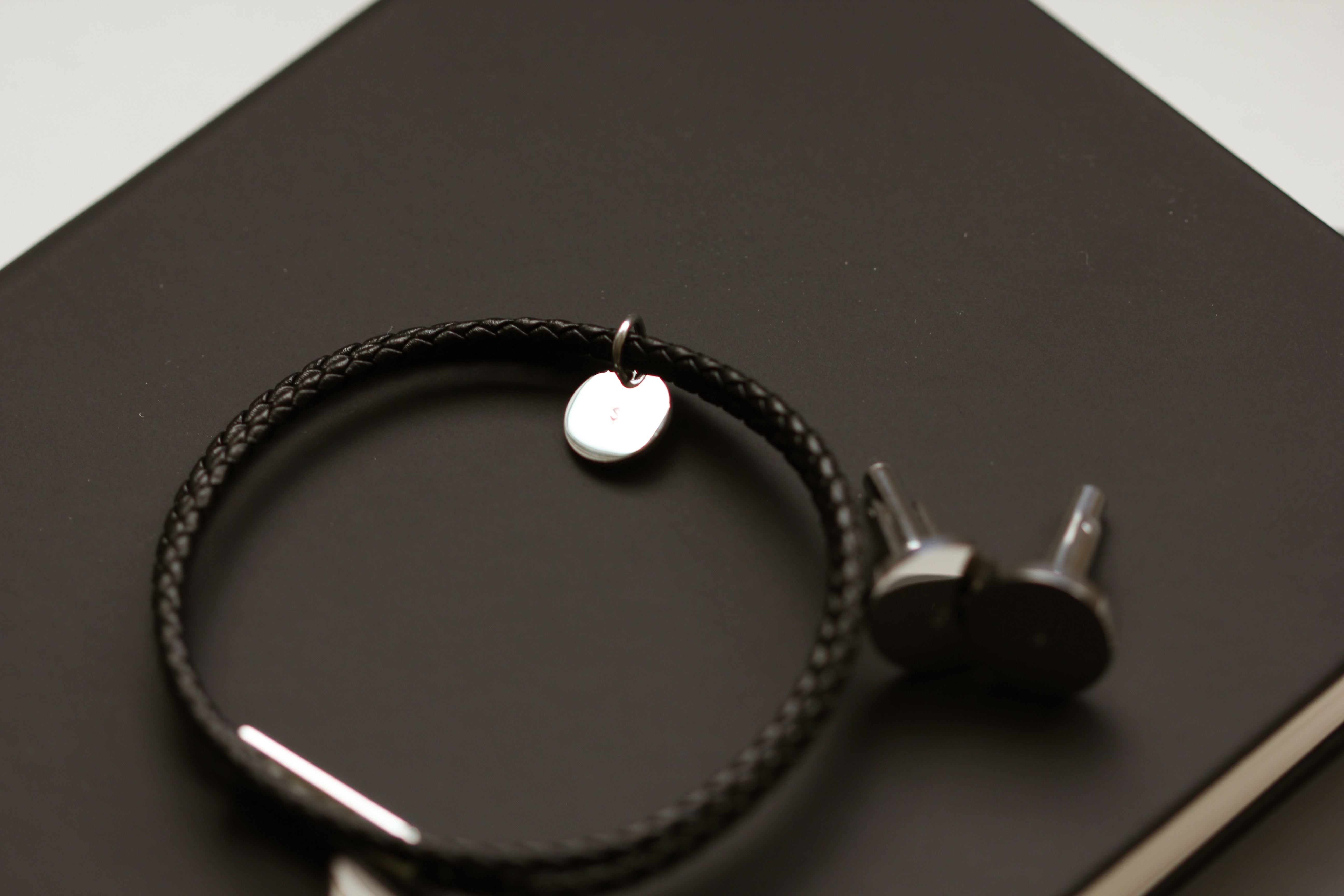 Men’s leather rope initial bracelet 