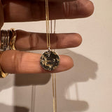 OLIVE Hidden Initial Hammered Disc Necklace (Solid 9ct Gold)