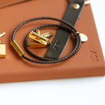 Men’s leather rope initial bracelet 