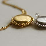 Personalised gold vermeil, sterling silver initial necklace locket Shown with a beaded chain 