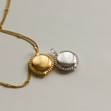 Personalised gold vermeil, sterling silver initial necklace locket Shown with a beaded chain 