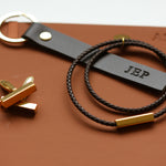 Men’s leather rope initial bracelet 