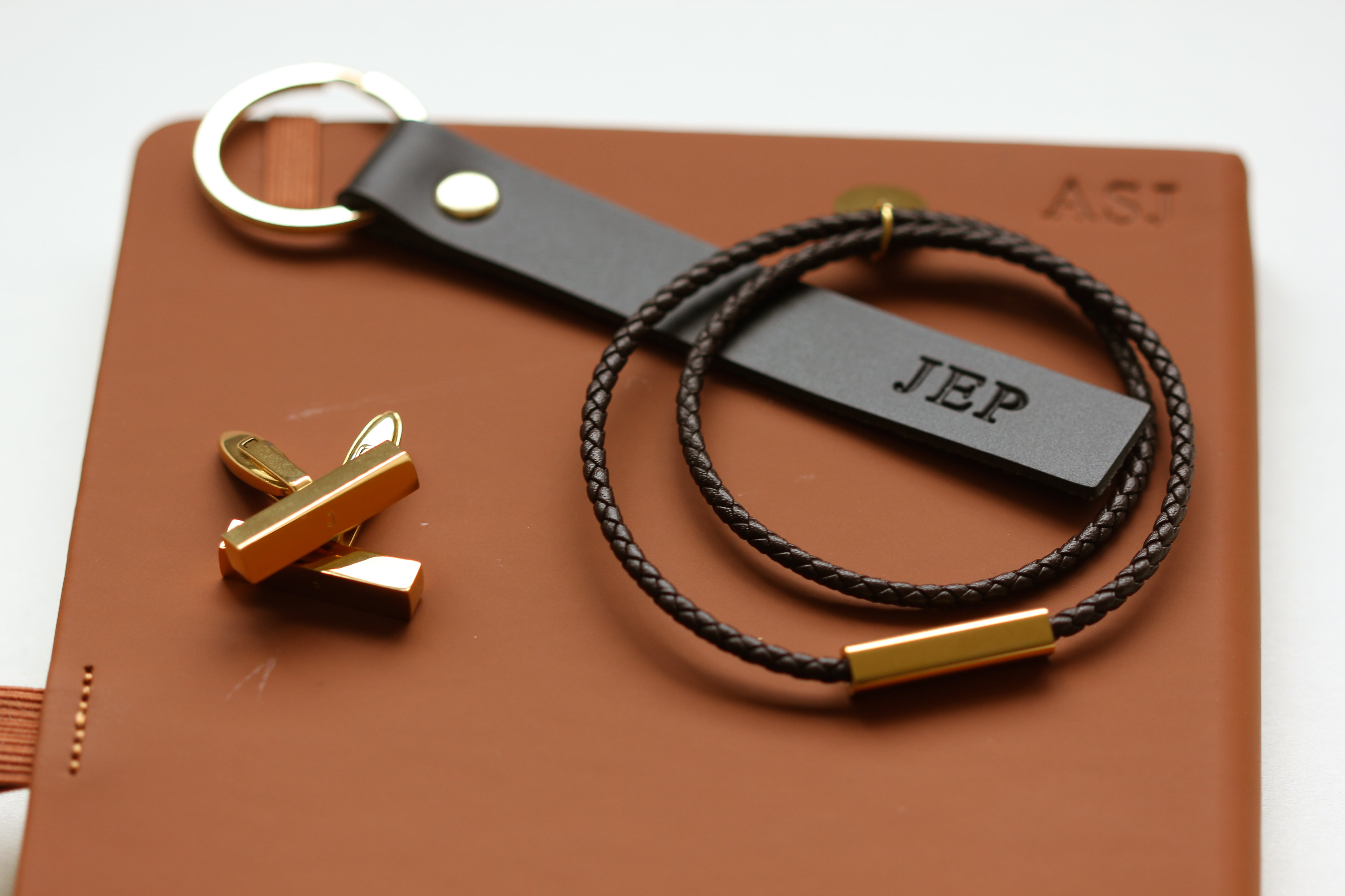 Men’s leather rope initial bracelet 