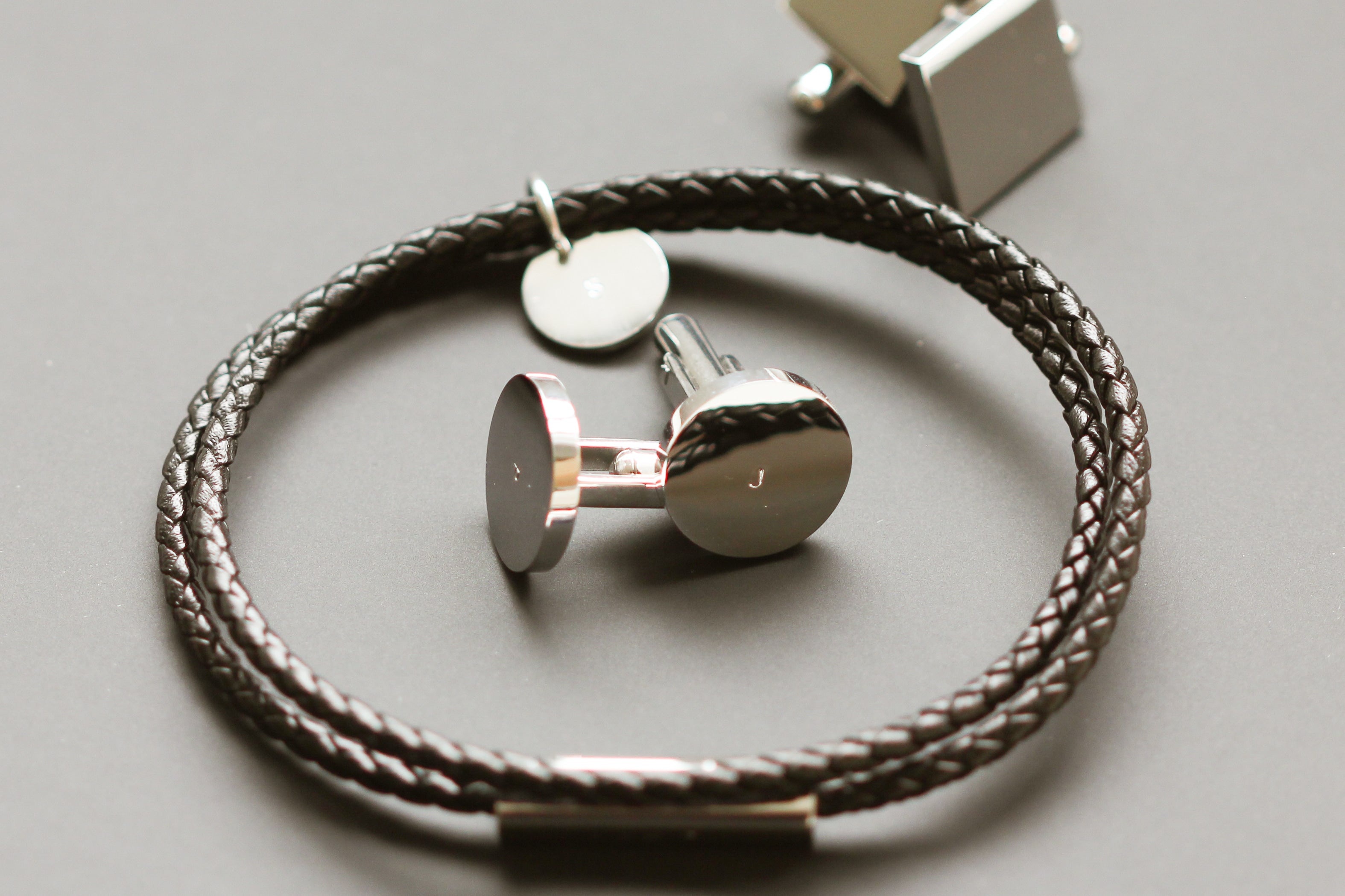 Stainless steel initial cufflinks groomsmen 