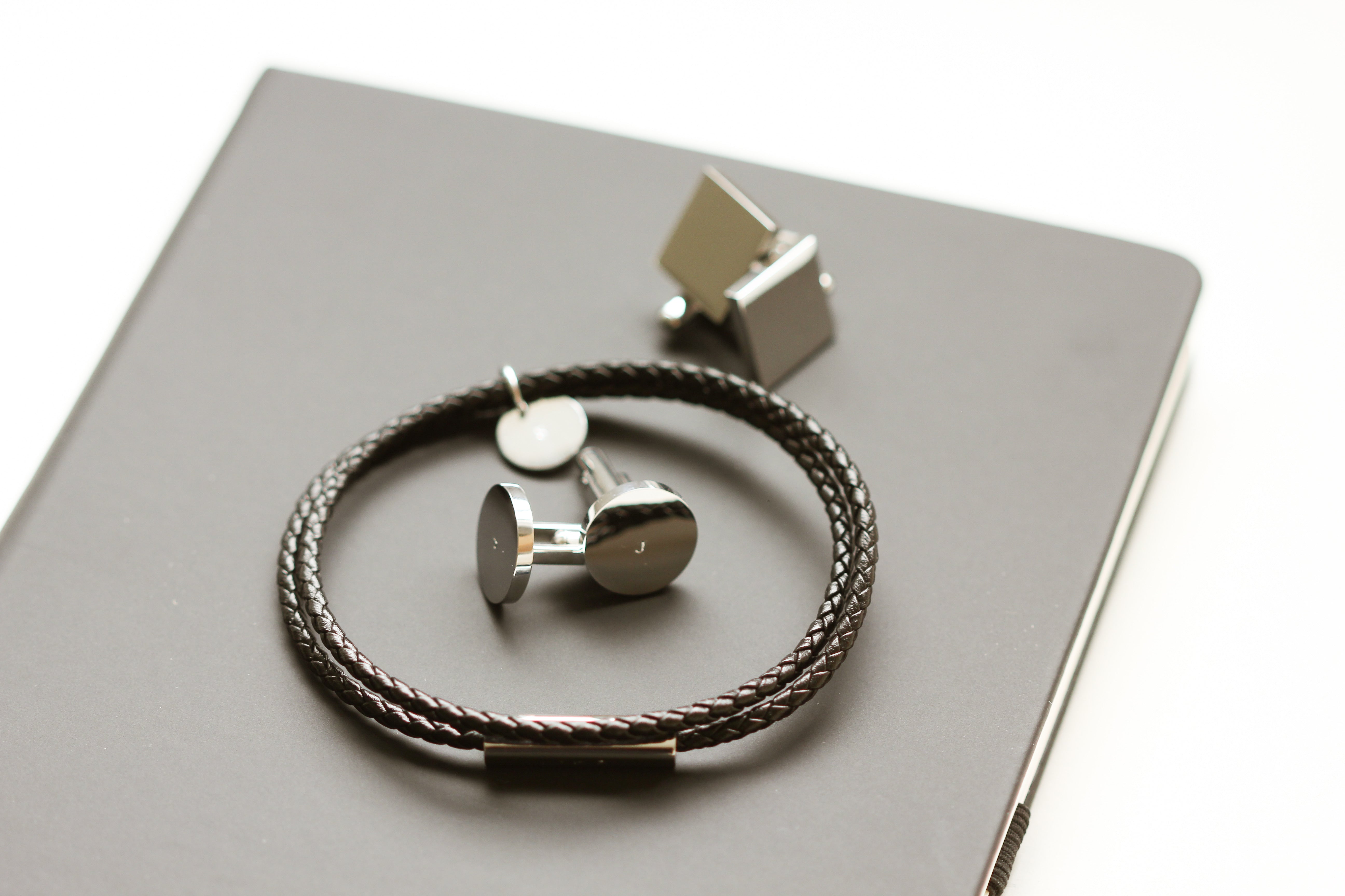 Men’s leather rope initial bracelet 