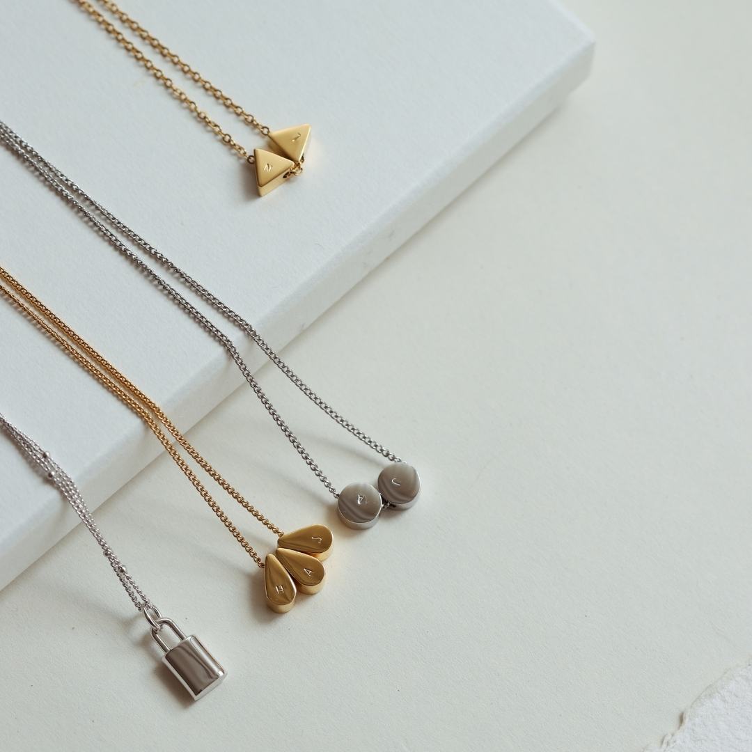 Waterproof HORIZON Mini Round Initial Necklace