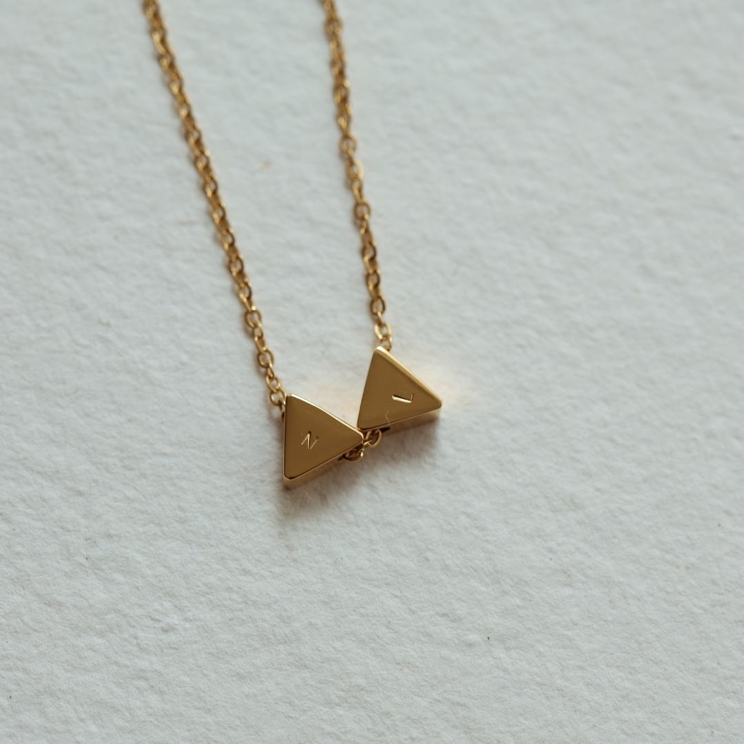 Waterproof GEO Triangle Initial Necklace