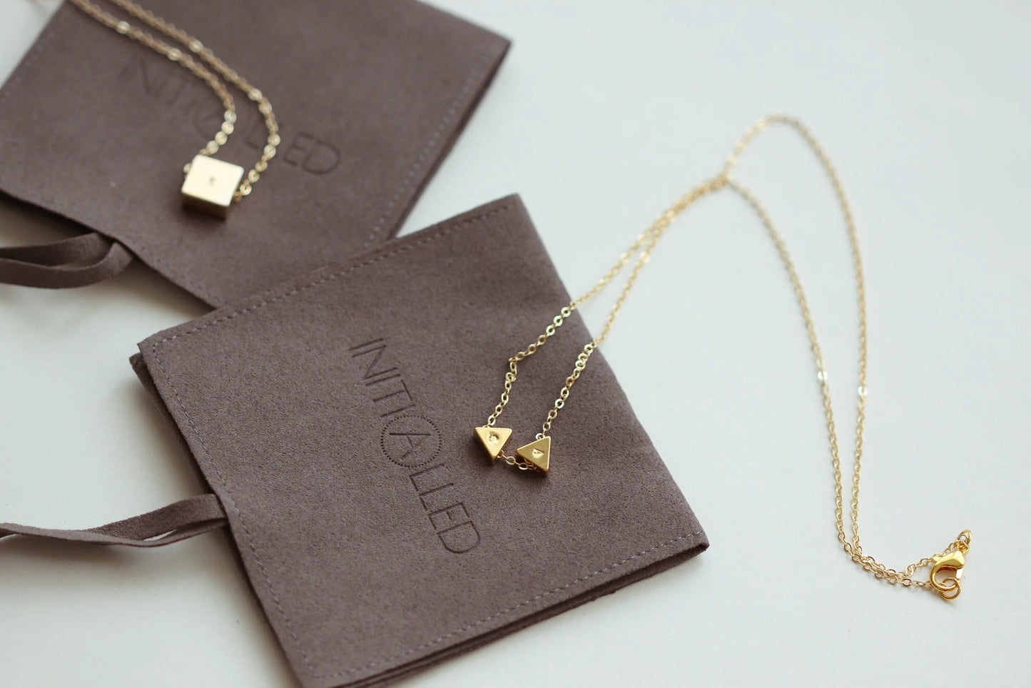 GEO Triangle Initial Bracelet (Sterling Silver/Gold Vermeil)