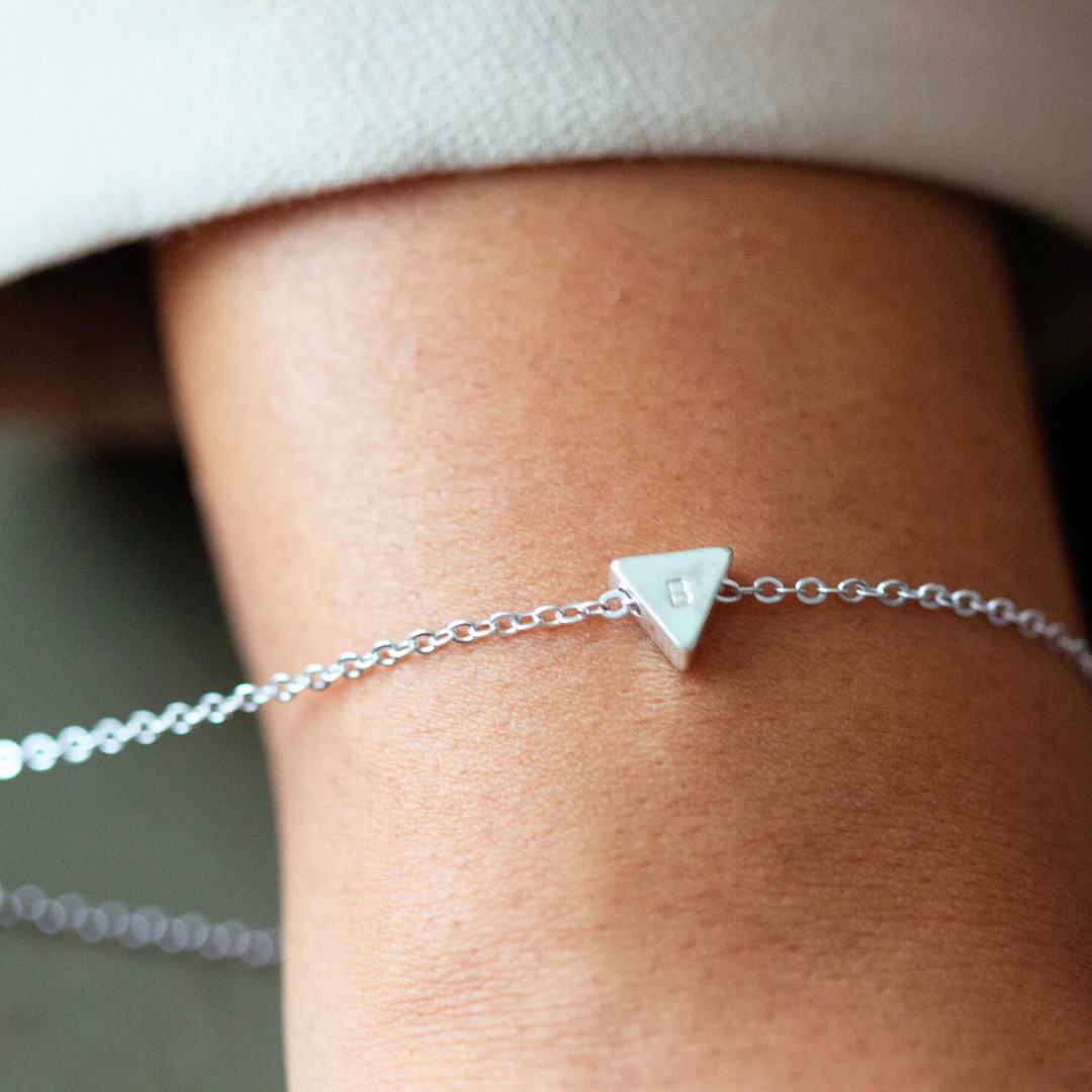 Waterproof GEO Triangle Initial Bracelet