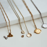OLIVE Hidden Initial Hammered Disc Necklace (Solid 9ct Gold)