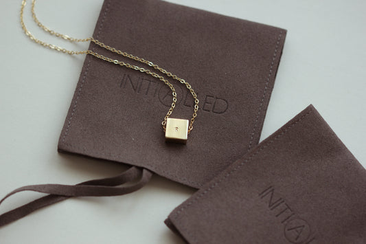 NAVY Initial Square Initial Necklace (Gold Vermeil / Sterling Silver)