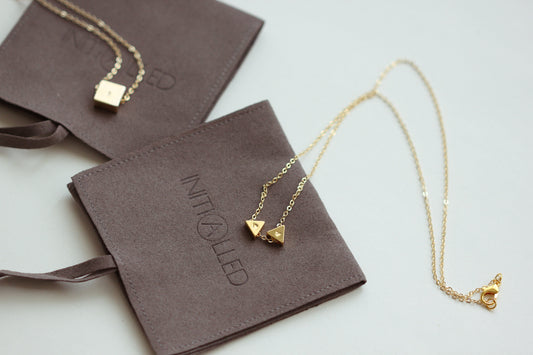 GEO Triangle Initial Necklace (Sterling Silver/Gold Vermeil)