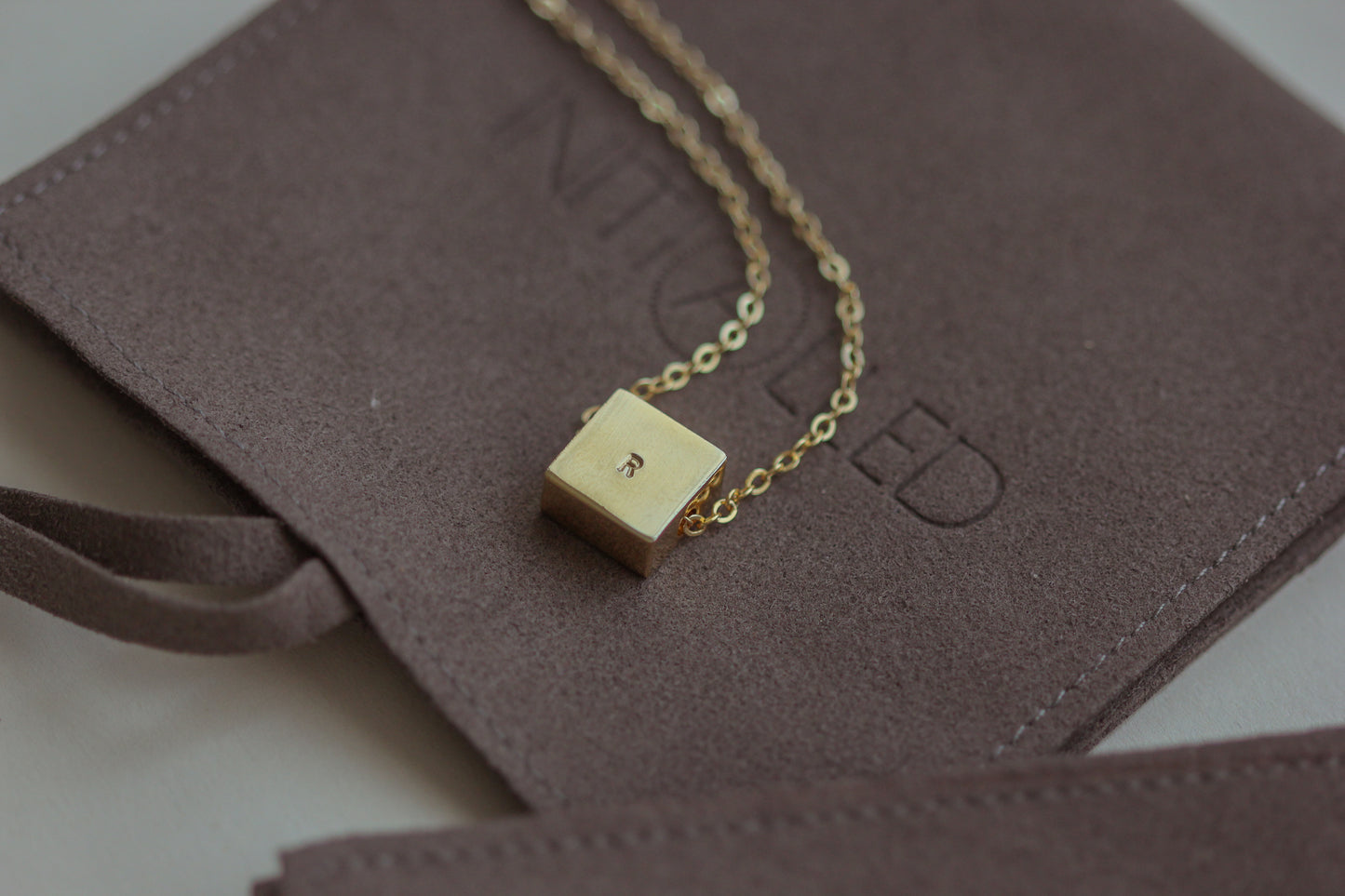 NAVY Initial Square Initial Necklace (Gold Vermeil / Sterling Silver)