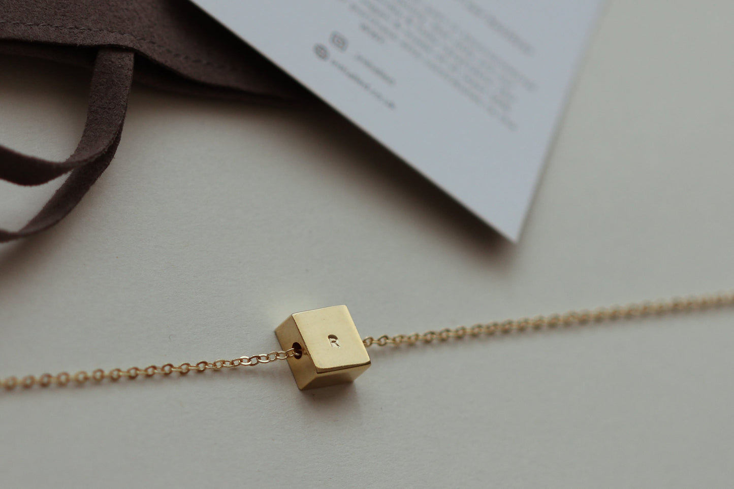 NAVY Initial Square Initial Necklace (Gold Vermeil / Sterling Silver)