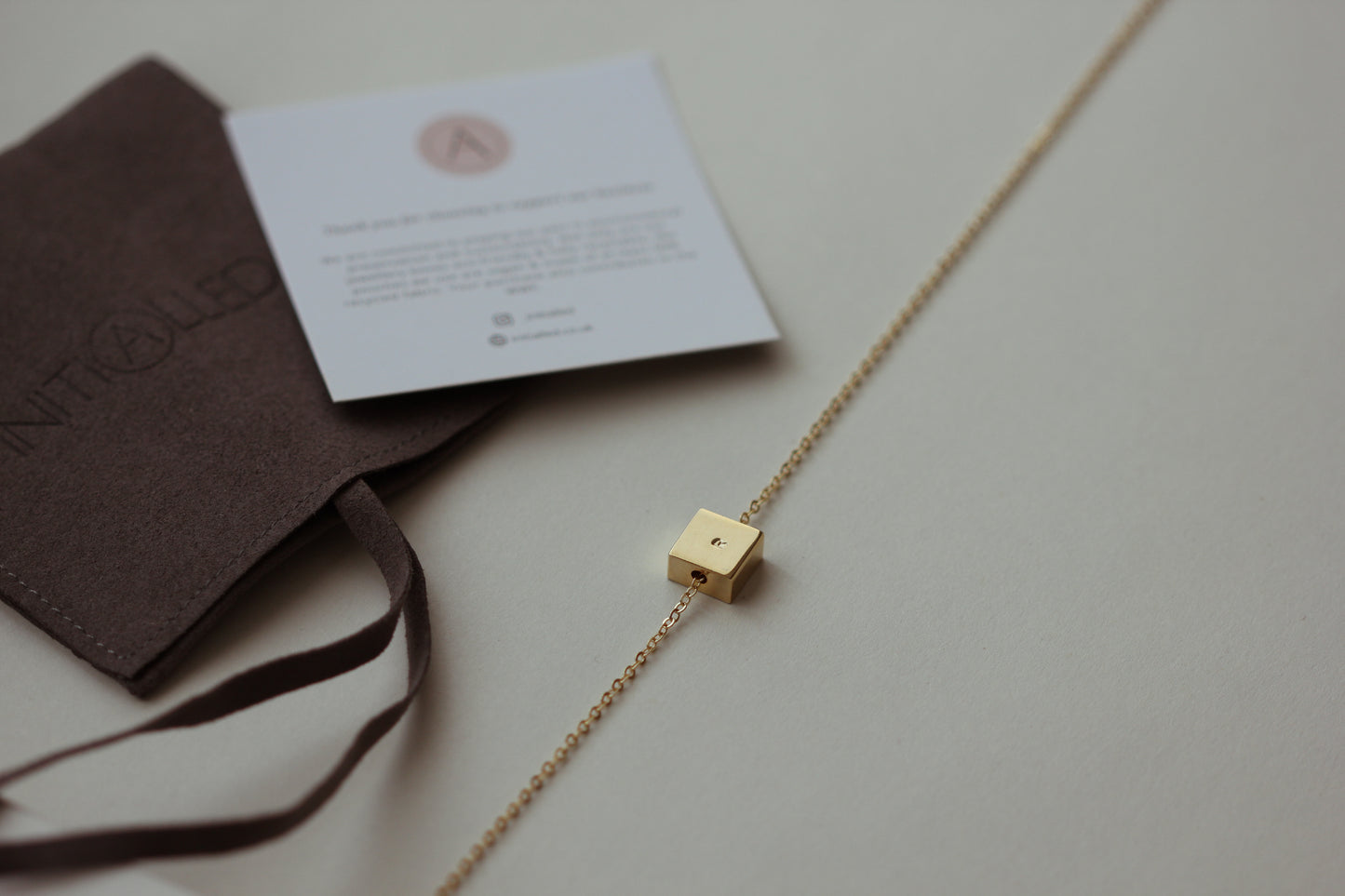 NAVY Initial Square Initial Necklace (Gold Vermeil / Sterling Silver)