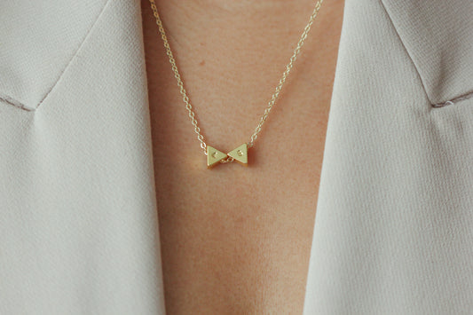 GEO Triangle Initial Necklace (Silver/24k Gold Plated)