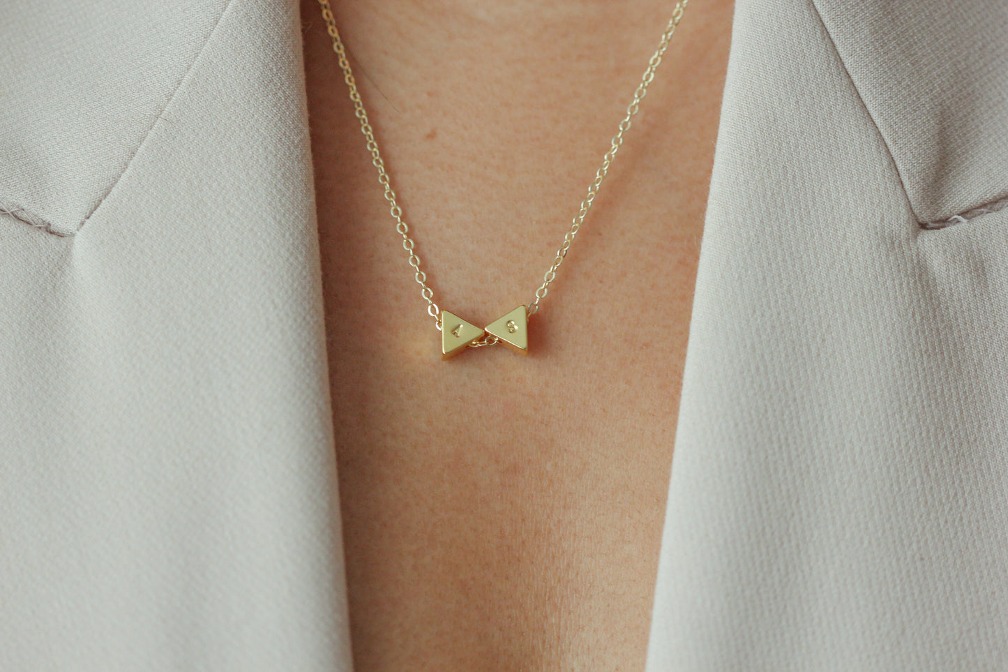 GEO Triangle Initial Necklace (Sterling Silver/Gold Vermeil)