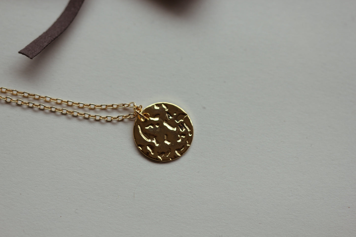 OLIVE Hidden Initial Hammered Disc Necklace (Gold Vermeil / Sterling Silver)
