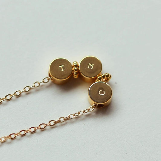 Waterproof HORIZON Mini Round Initial Necklace
