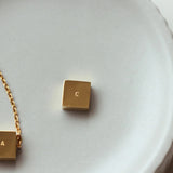 Waterproof NAVY Square Initial Necklace