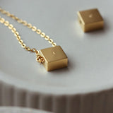 Waterproof NAVY Square Initial Necklace