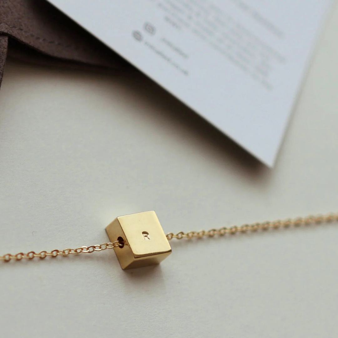 Waterproof NAVY Square Initial Bracelet