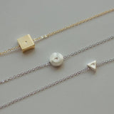 Waterproof NAVY Square Initial Necklace