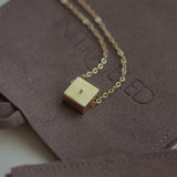 Waterproof NAVY Square Initial Necklace