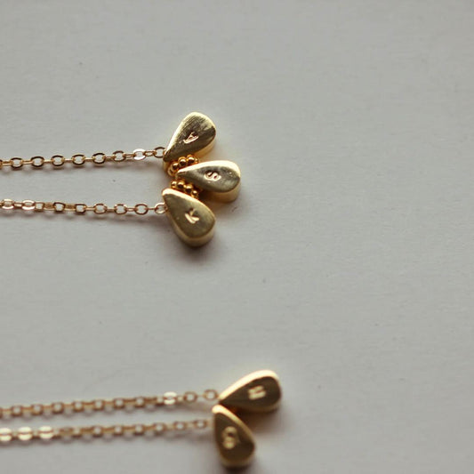 THEA Teadrop Initial Necklace (Gold Vermeil / Sterling Silver)